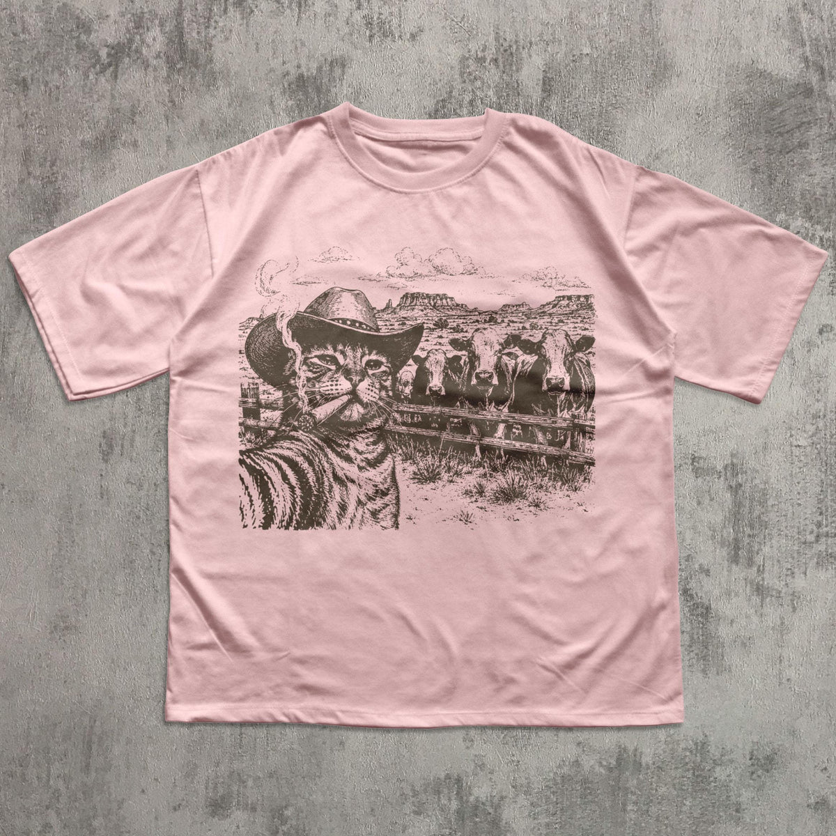 Cowboy Cat Shirt, Western Cat T-Shirt, Funny Cat Lover Tee, Smoking Cat Graphic Shirt, Ranch Cat Shirt, Cow Lover Gift, Vintage Western Tee