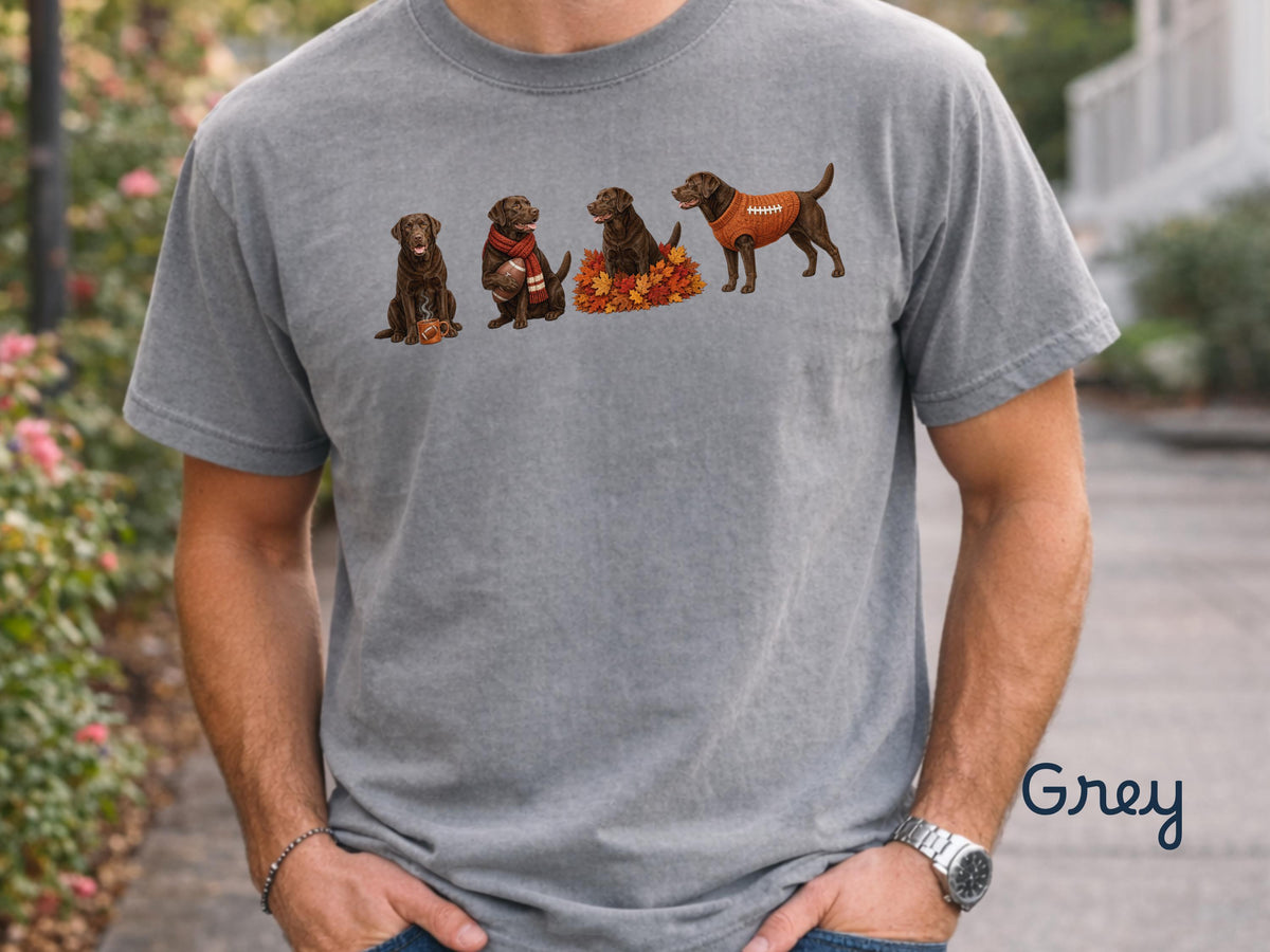 Fall Chocolate Lab Shirt, Comfort ColorsT-Shirt, Fall Football Brown Labrador Dog Graphic Tee, Chocolate Lab Mom Shirt, Gift for Dog Dad