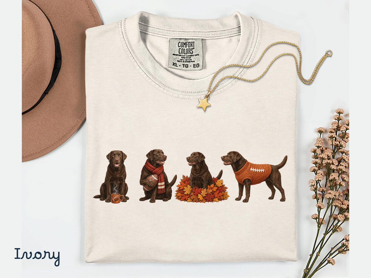 Fall Chocolate Lab Shirt, Comfort ColorsT-Shirt, Fall Football Brown Labrador Dog Graphic Tee, Chocolate Lab Mom Shirt, Gift for Dog Dad