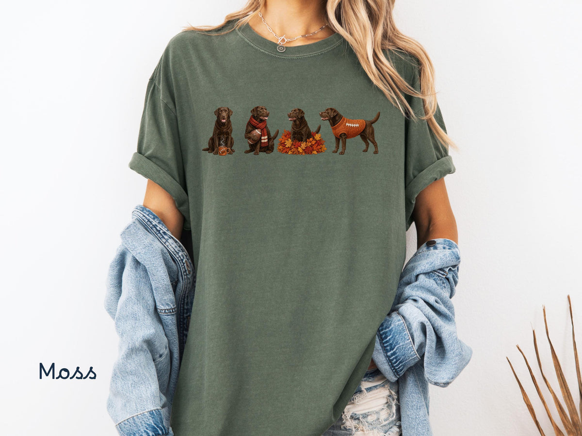 Fall Chocolate Lab Shirt, Comfort ColorsT-Shirt, Fall Football Brown Labrador Dog Graphic Tee, Chocolate Lab Mom Shirt, Gift for Dog Dad