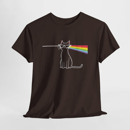 Dark Side of the Meow Cat T-Shirt: Pink Floyd Inspired Funny Tee