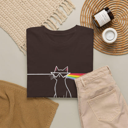 Dark Side of the Meow Cat T-Shirt: Pink Floyd Inspired Funny Tee