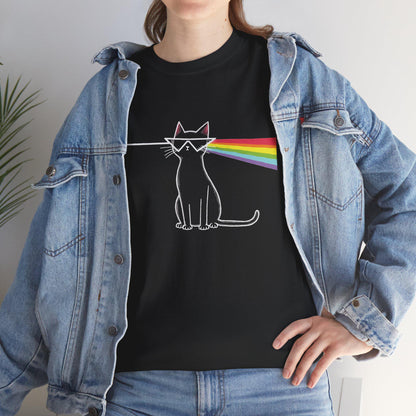 Dark Side of the Meow Cat T-Shirt: Pink Floyd Inspired Funny Tee