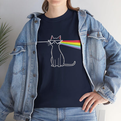 Dark Side of the Meow Cat T-Shirt: Pink Floyd Inspired Funny Tee