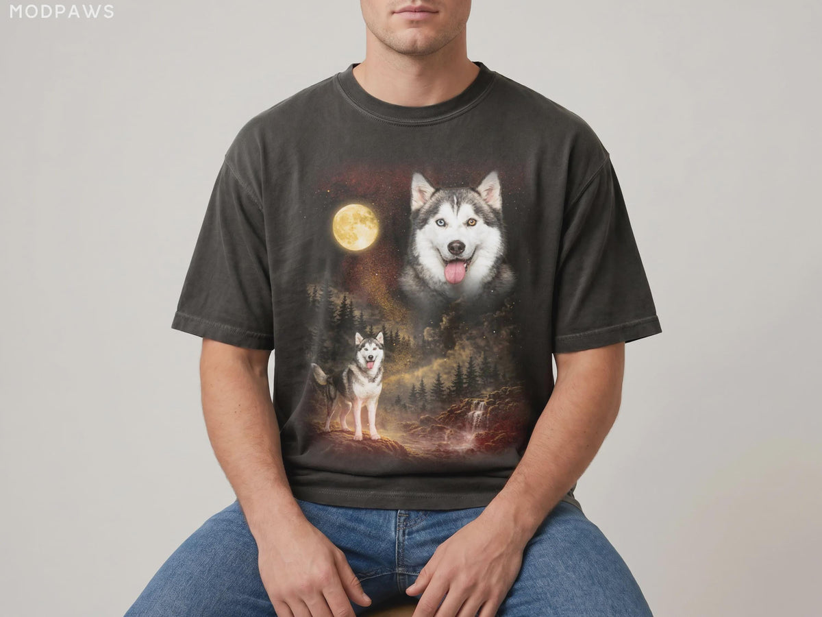 Custom Comfort Colors Pet Photo Shirt  Custom Dog Moon Shirt Personalized Pet Shirt Custom Cat Shirt Your Pet Howling to The Moon Tee