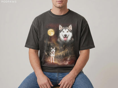 Custom Comfort Colors Pet Photo Shirt  Custom Dog Moon Shirt Personalized Pet Shirt Custom Cat Shirt Your Pet Howling to The Moon Tee