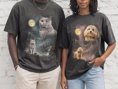 Custom Comfort Colors Pet Photo Shirt  Custom Dog Moon Shirt Personalized Pet Shirt Custom Cat Shirt Your Pet Howling to The Moon Tee