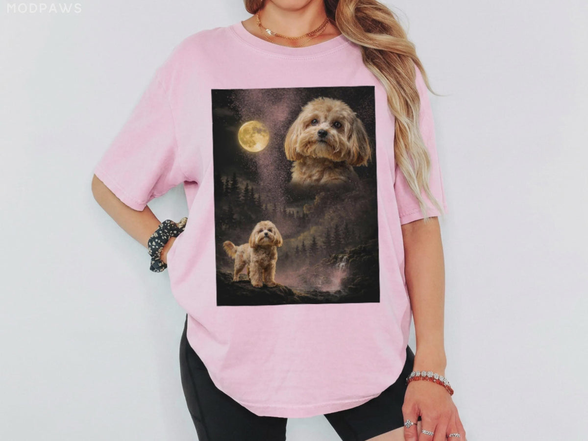 Custom Comfort Colors Pet Photo Shirt  Custom Dog Moon Shirt Personalized Pet Shirt Custom Cat Shirt Your Pet Howling to The Moon Tee