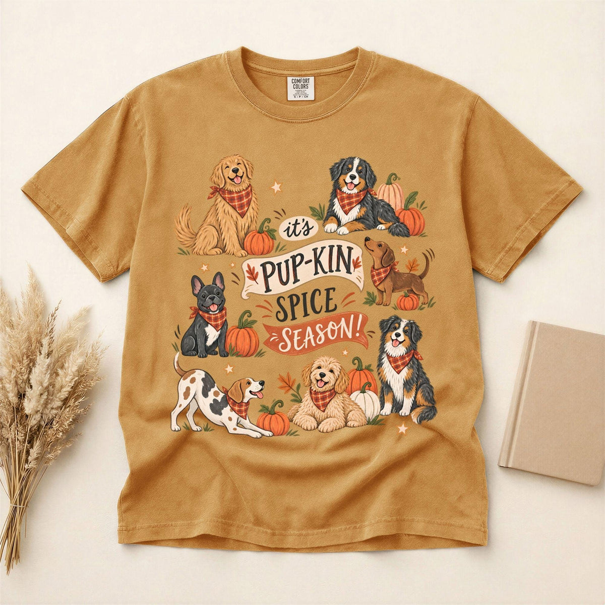 Pup-kin Spice Season Shirt, Fall Dog Mom Tee, Cute Pumpkin Dog Shirt, Pet Lover Autumn Gift, Thanksgiving Graphic Tee