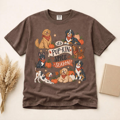 Pup-kin Spice Season Shirt, Fall Dog Mom Tee, Cute Pumpkin Dog Shirt, Pet Lover Autumn Gift, Thanksgiving Graphic Tee