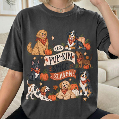 Pup-kin Spice Season Shirt, Fall Dog Mom Tee, Cute Pumpkin Dog Shirt, Pet Lover Autumn Gift, Thanksgiving Graphic Tee