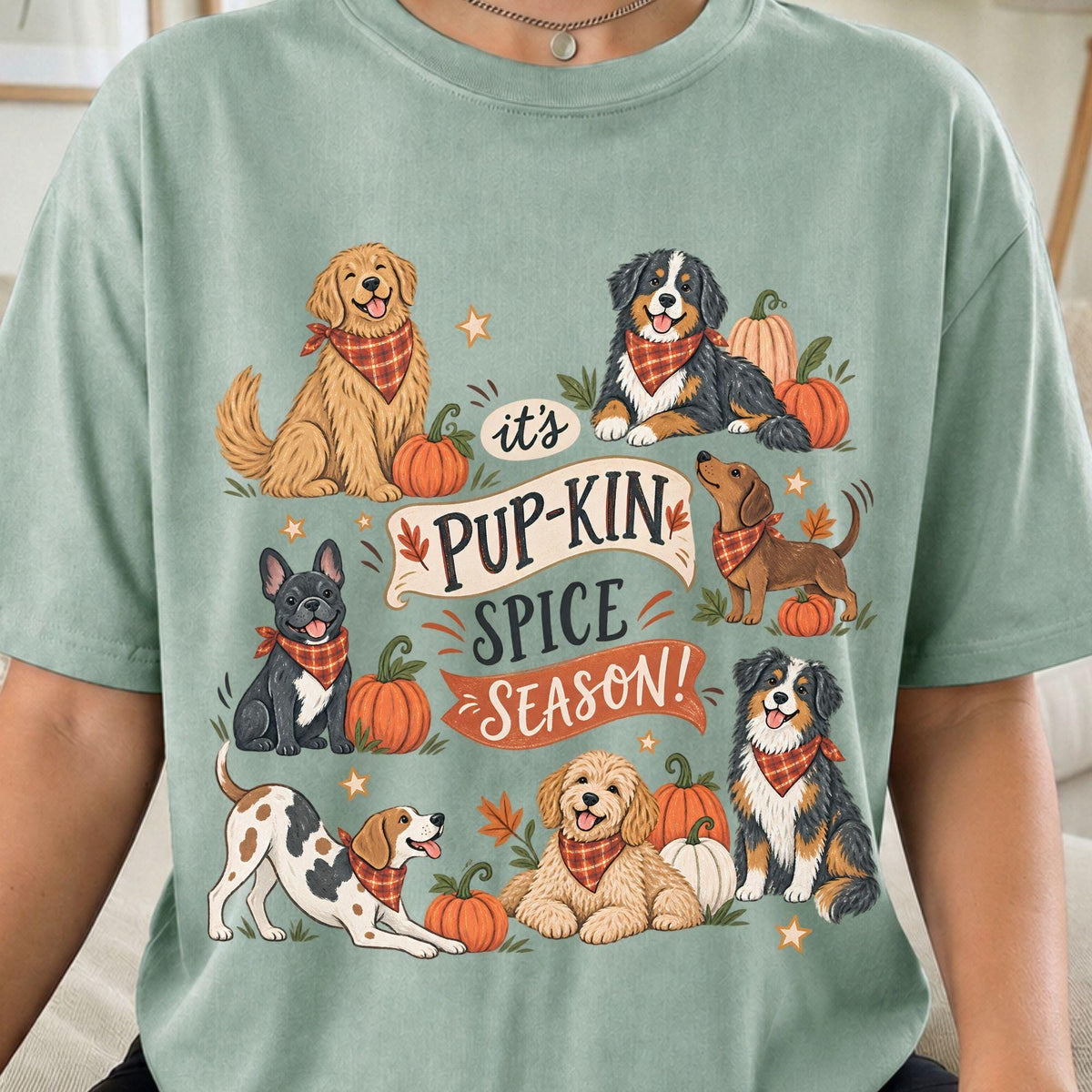 Pup-kin Spice Season Shirt, Fall Dog Mom Tee, Cute Pumpkin Dog Shirt, Pet Lover Autumn Gift, Thanksgiving Graphic Tee