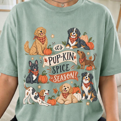 Pup-kin Spice Season Shirt, Fall Dog Mom Tee, Cute Pumpkin Dog Shirt, Pet Lover Autumn Gift, Thanksgiving Graphic Tee