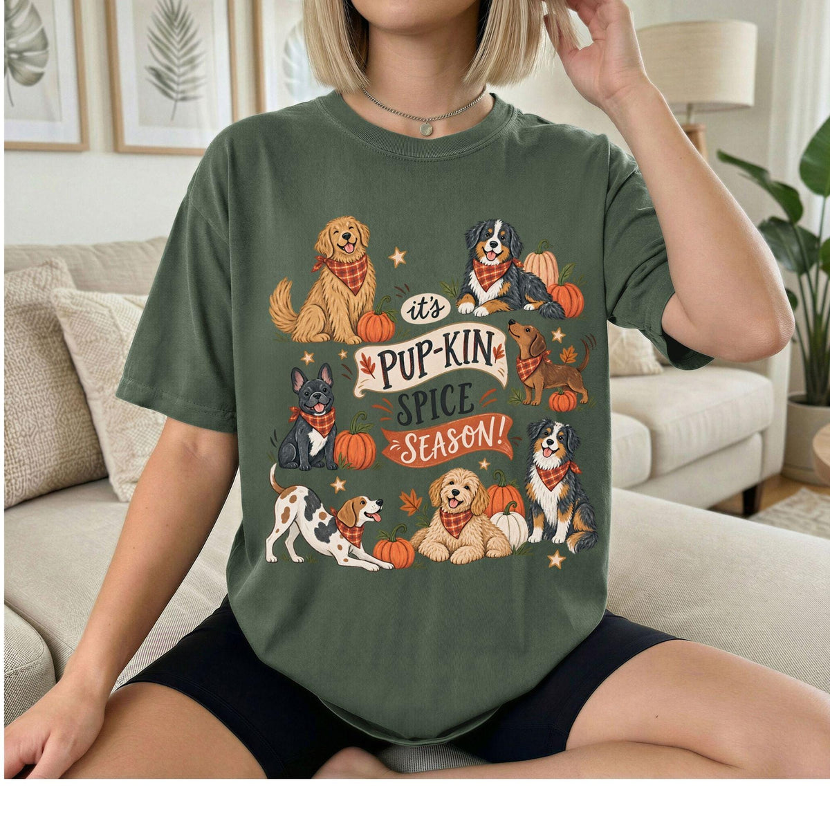 Pup-kin Spice Season Shirt, Fall Dog Mom Tee, Cute Pumpkin Dog Shirt, Pet Lover Autumn Gift, Thanksgiving Graphic Tee