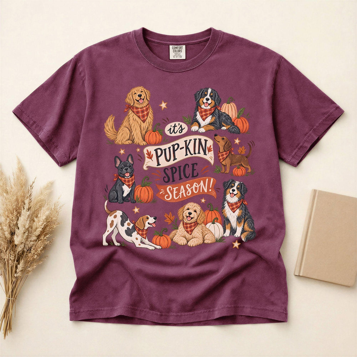 Pup-kin Spice Season Shirt, Fall Dog Mom Tee, Cute Pumpkin Dog Shirt, Pet Lover Autumn Gift, Thanksgiving Graphic Tee