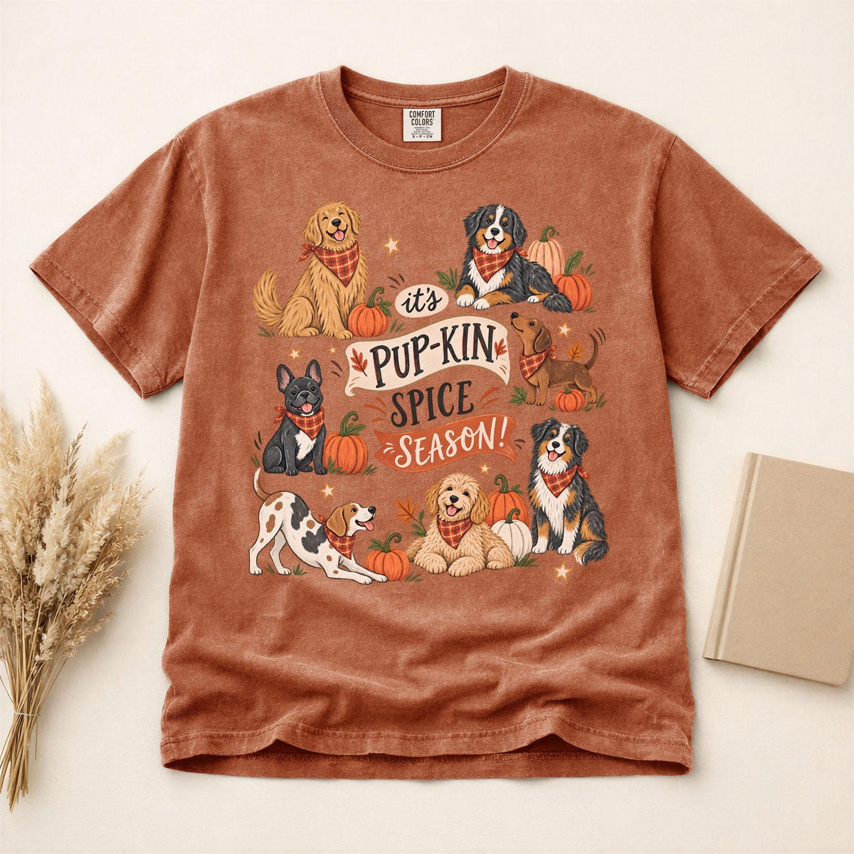 Pup-kin Spice Season Shirt, Fall Dog Mom Tee, Cute Pumpkin Dog Shirt, Pet Lover Autumn Gift, Thanksgiving Graphic Tee