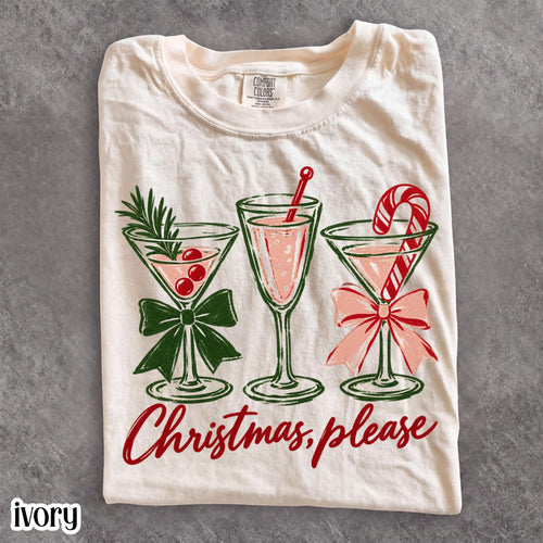 Christmas Cocktail Comfort Colors® Shirt Preppy Coquette Hotel Room Service T-shirt Retro Holiday Aesthetic Tee Pink Girly Xmas Tshirt