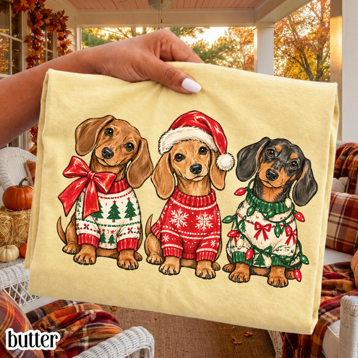 Christmas Dachshund Comfort Colors® Shirt Holiday Dog T-shirt Retro Holiday Weiner Dog Aesthetic Tee Cute Animal Lover Xmas Tshirt