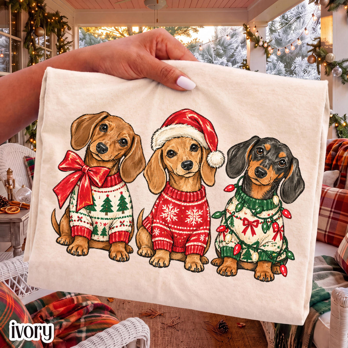 Christmas Dachshund Comfort Colors® Shirt Holiday Dog T-shirt Retro Holiday Weiner Dog Aesthetic Tee Cute Animal Lover Xmas Tshirt