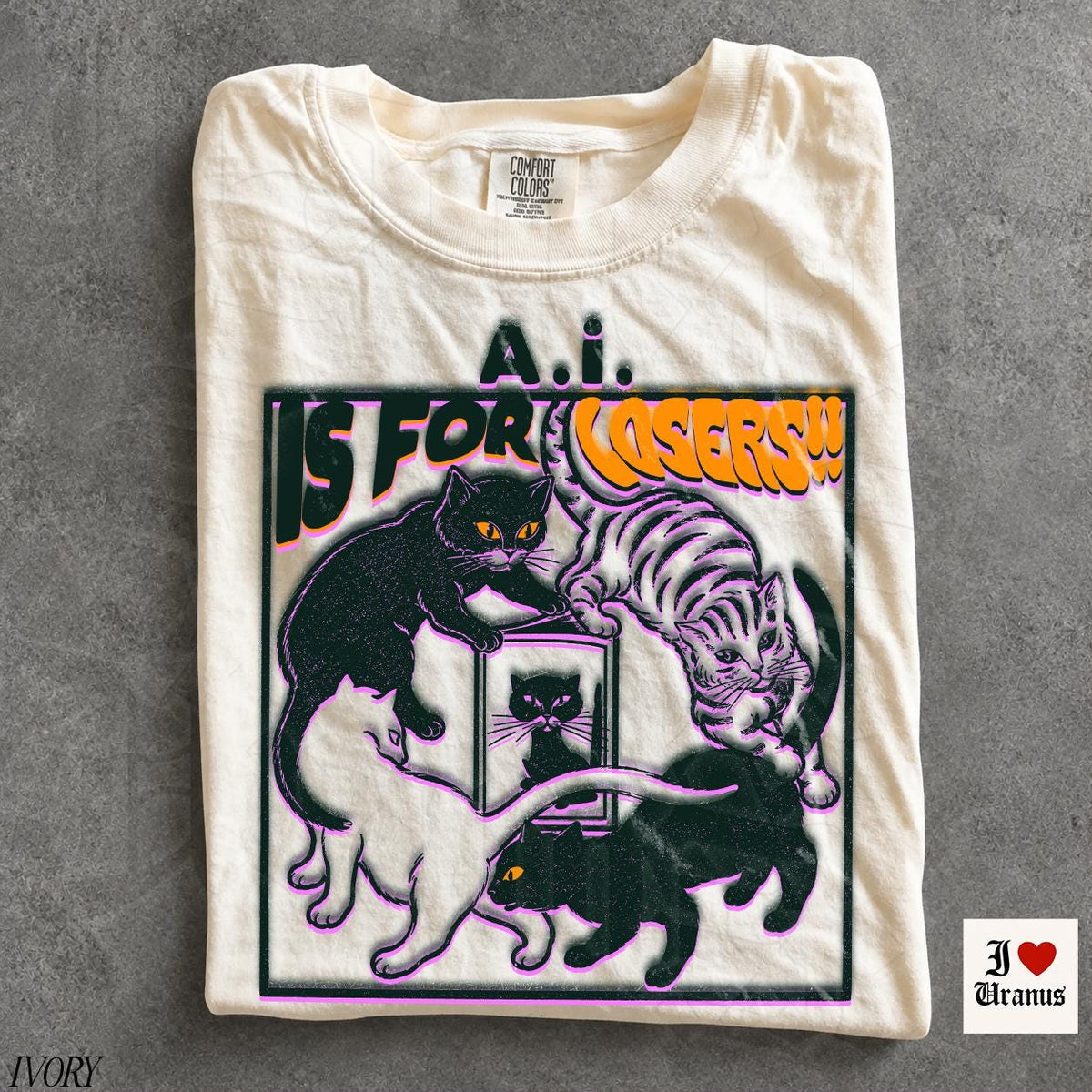 AI Is For Losers Shirt, Anti AI T-Shirt, Support Human Artists Tee, Artists Against AI, Feminist Activist Protest Cat Shirt, Comfort Colors