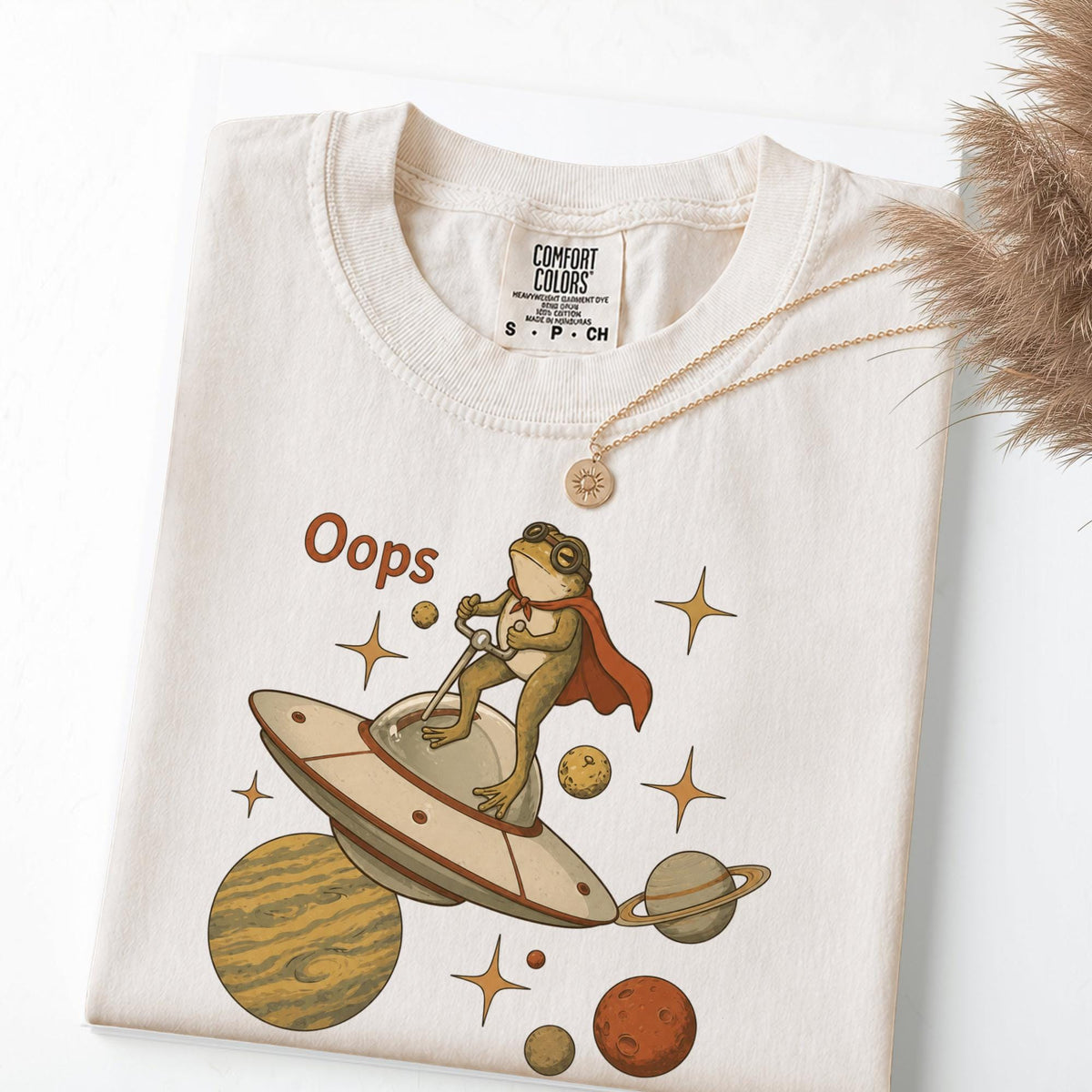 Retro Space Frog UFO Graphic Tee, Weirdcore Sci-Fi Apparel