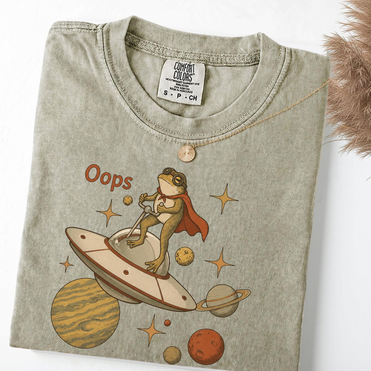 Retro Space Frog UFO Graphic Tee, Weirdcore Sci-Fi Apparel