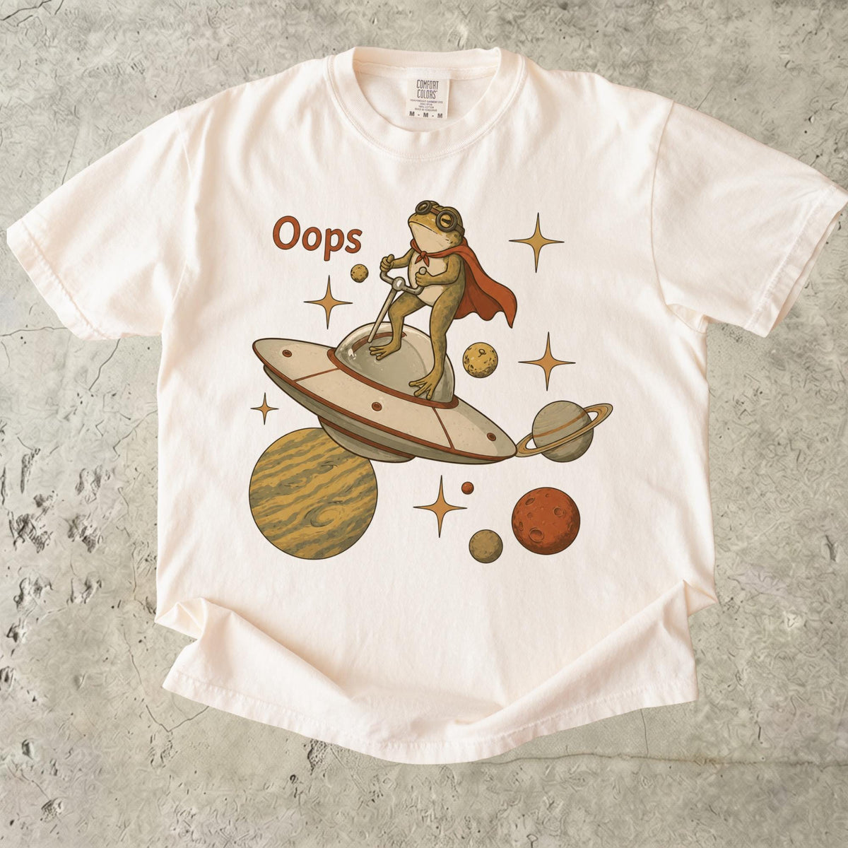 Retro Space Frog UFO Graphic Tee, Weirdcore Sci-Fi Apparel