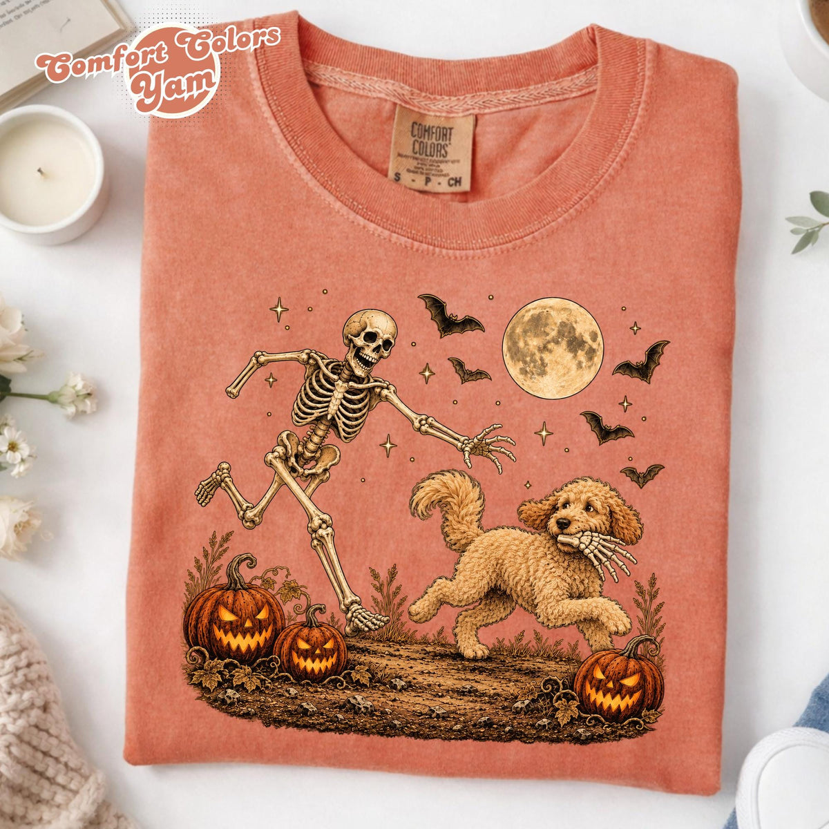 Comfort Colors Goldendoodle Halloween Shirt, Funny Skeleton Doodle Dog Tee, Spooky Dog Lover Gift Men Women, Pet Owner Gift, Doodle Mom Tee