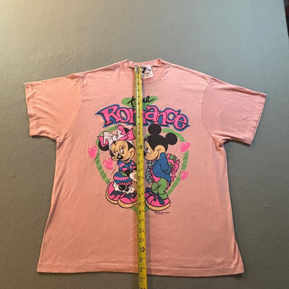 VTG Disney Mickey Minnie Mouse True Romance T Shirt Womens XL Pink 80s USA