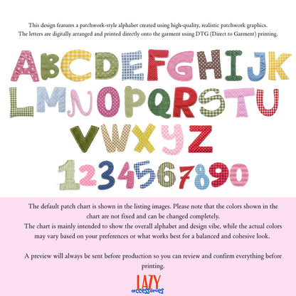 Custom Patchwork Printed Letter Shirt, Personalized Patchwork Text Tee, Retro Design