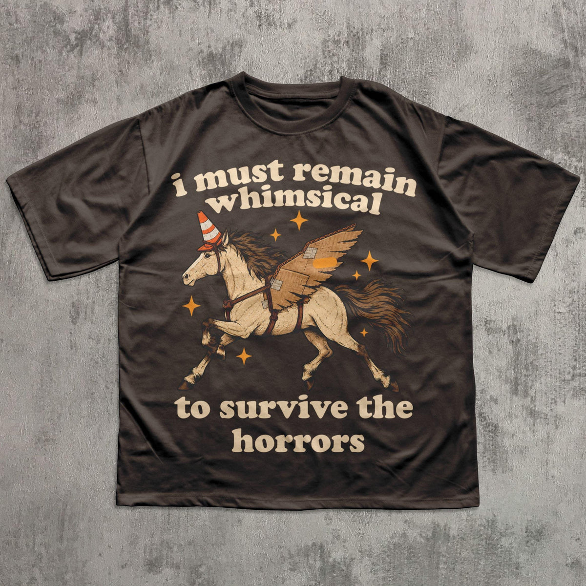 Remain Whimsical Winged Horse Graphic T-Shirt in Dark Chocolate