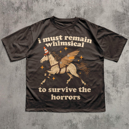 Remain Whimsical Winged Horse Graphic T-Shirt in Dark Chocolate