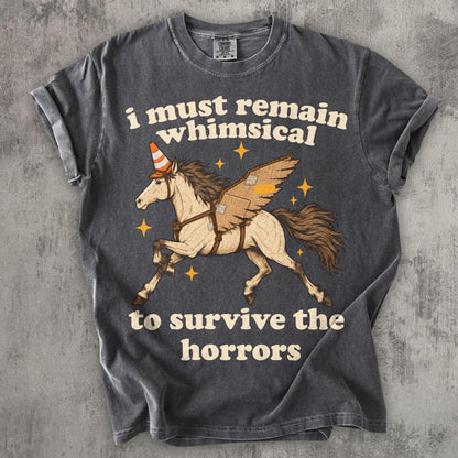 Remain Whimsical Winged Horse Graphic T-Shirt in Comfort Color Pepper