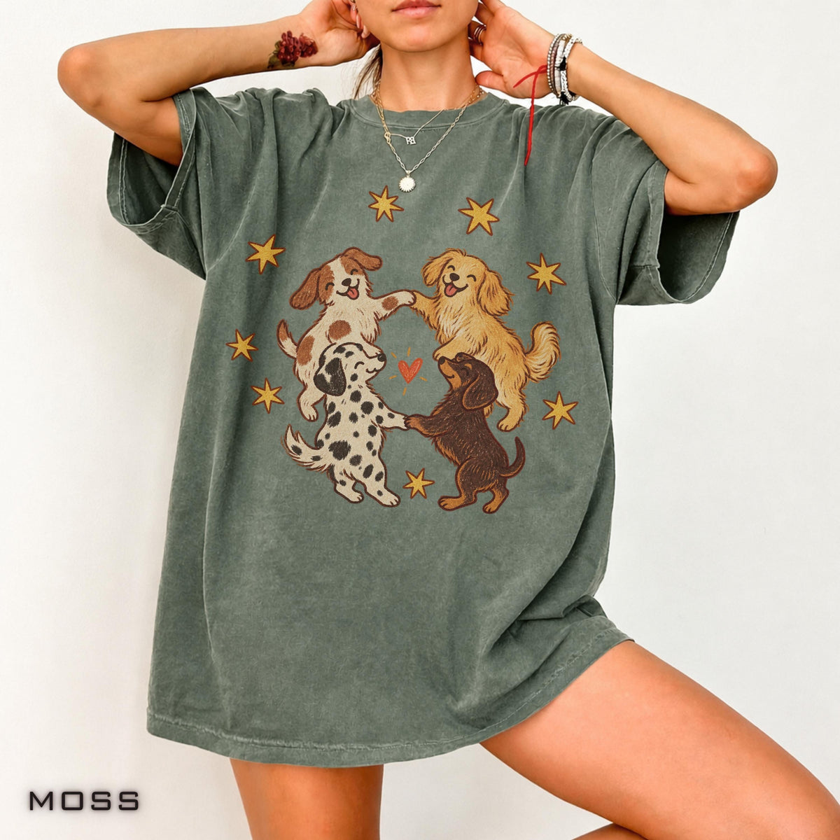 Dancing Dog Friends Graphic T-Shirt, Vintage Dog Lover Tee, Dancing Dogs Shirt, Retro Puppy Graphic Tee, Cute Pet Gift, Animal Lover Shirt