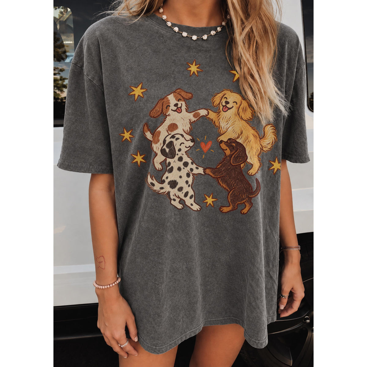 Dancing Dog Friends Graphic T-Shirt, Vintage Dog Lover Tee, Dancing Dogs Shirt, Retro Puppy Graphic Tee, Cute Pet Gift, Animal Lover Shirt