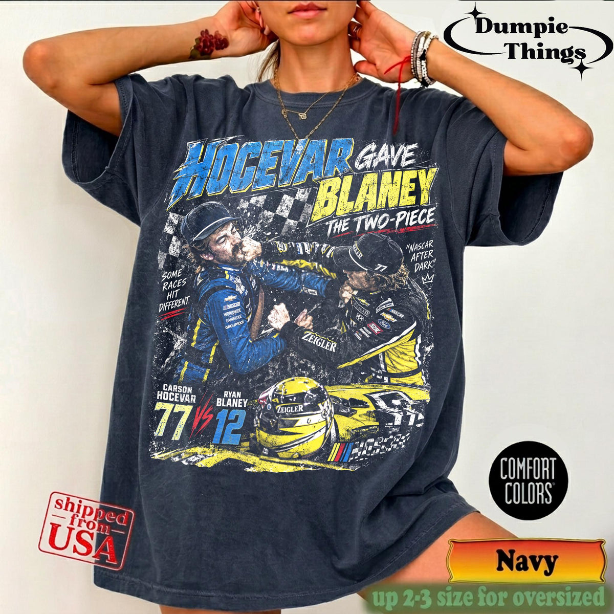 Hocevar Really Gave Blaney The Two-Piece Comfort Colors® Shirt Carson Hocevar Ryan Blaney Fight Sweatshirt, Racing Graphic Tee