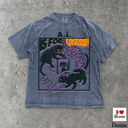 AI Is For Losers Shirt, Anti AI T-Shirt, Support Human Artists Tee, Artists Against AI, Feminist Activist Protest Cat Shirt, Comfort Colors