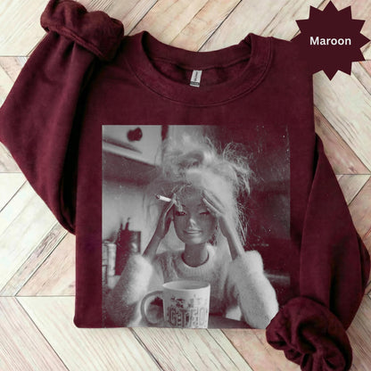 Vintage 90s Doll Face Meme Graphic T-Shirts Smoking GTFO Mug Distressed Funny