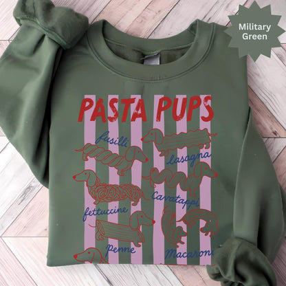 Pasta Pups Dachshund T-Shirt, Cute Doxie Wiener Dog Graphic Tee, Funny Italian Foodie Pasta Lover Shirt, Cute Dog Mom Birthday Gift