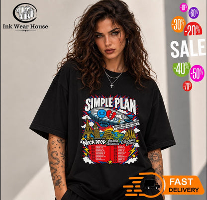 Simple Plan Bigger Than You Think Europe UK Tour 2026 T-Shirt, Pop Punk Concert Shirt, Rock Band Tee