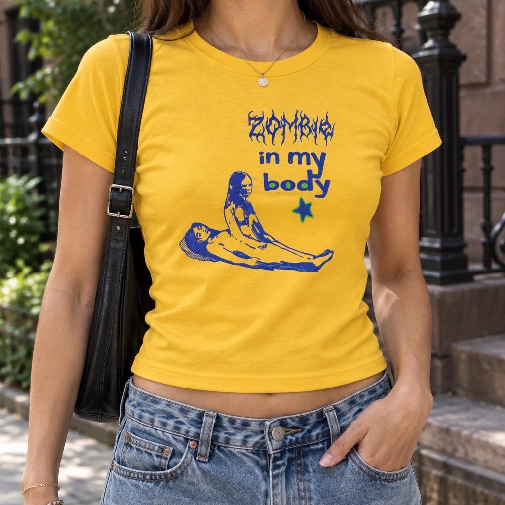 Zombie In My Body Baby Tee, you seem pretty sad, Y2K Grunge Graphic Shirt, Goth Baby Tee, Alt Girl Top, Horror Graphic Tee
