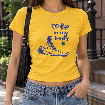 Zombie In My Body Baby Tee, you seem pretty sad, Y2K Grunge Graphic Shirt, Goth Baby Tee, Alt Girl Top, Horror Graphic Tee