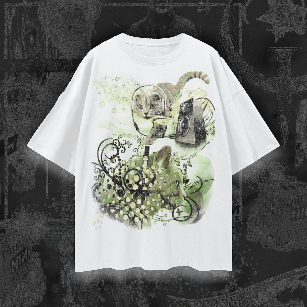 Frutiger Aero Shirt, 100% Cotton Cat Graphic Tee with Y2K Music Artwork