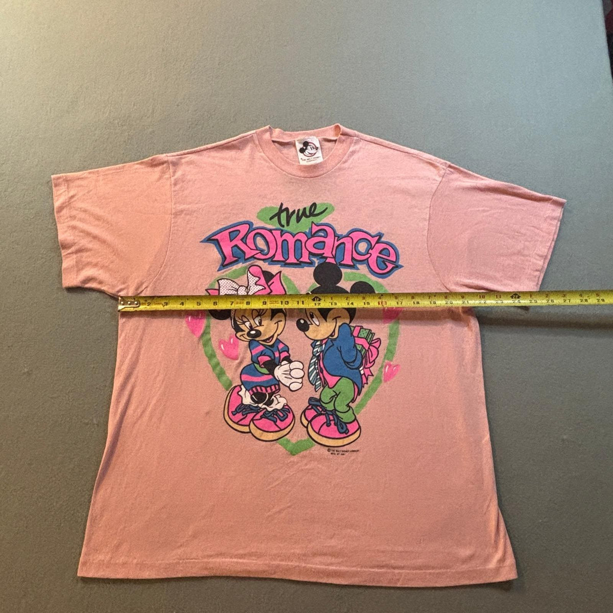 VTG Disney Mickey Minnie Mouse True Romance T Shirt Womens XL Pink 80s USA