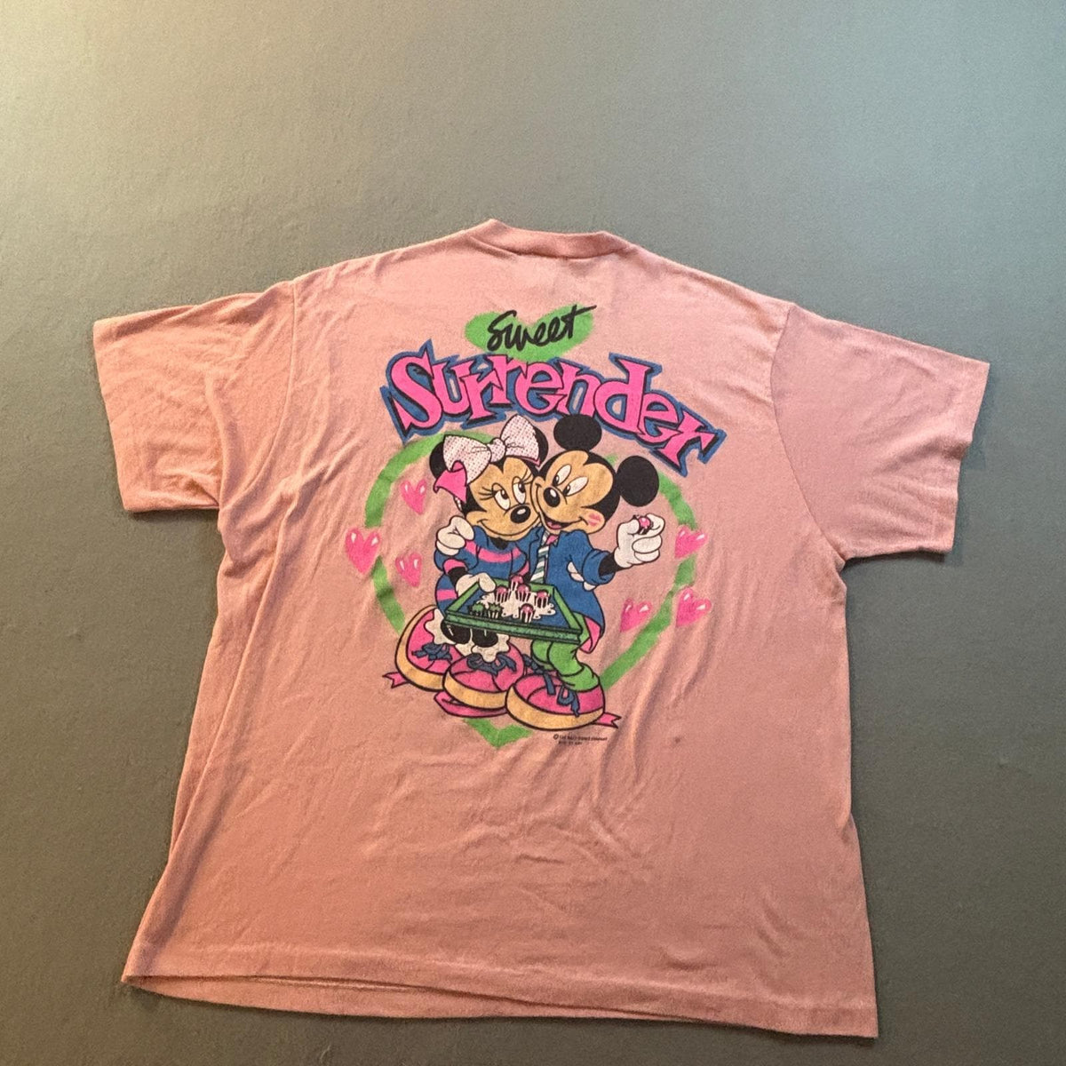 VTG Disney Mickey Minnie Mouse True Romance T Shirt Womens XL Pink 80s USA