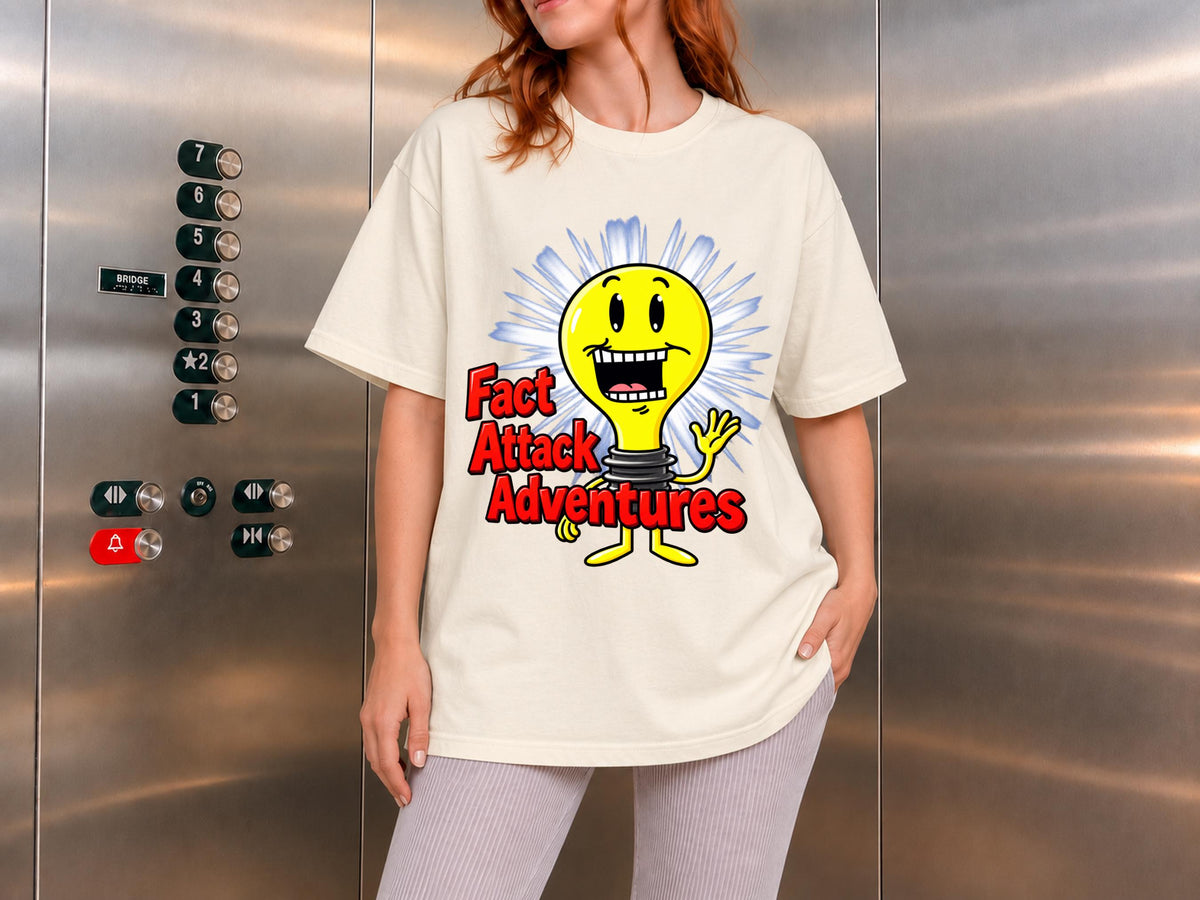 Fact Attack Adventures Shirt, Funny Light Bulb Graphic Tee