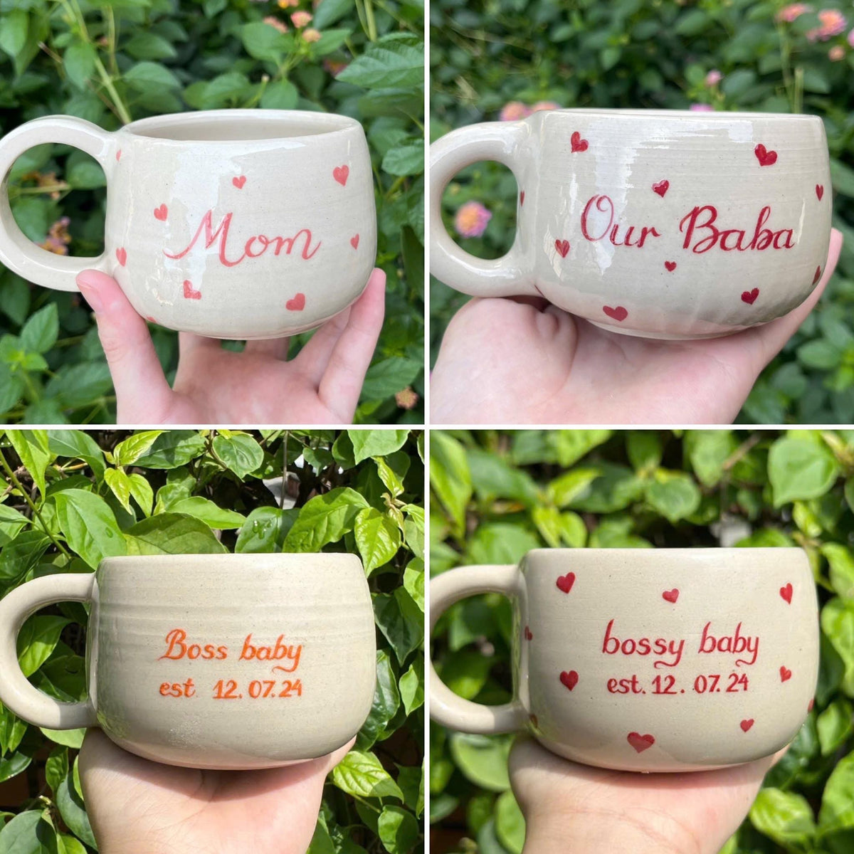Personalized Cappuccino Cup – Custom Name Ceramic Mug, Handmade Pottery