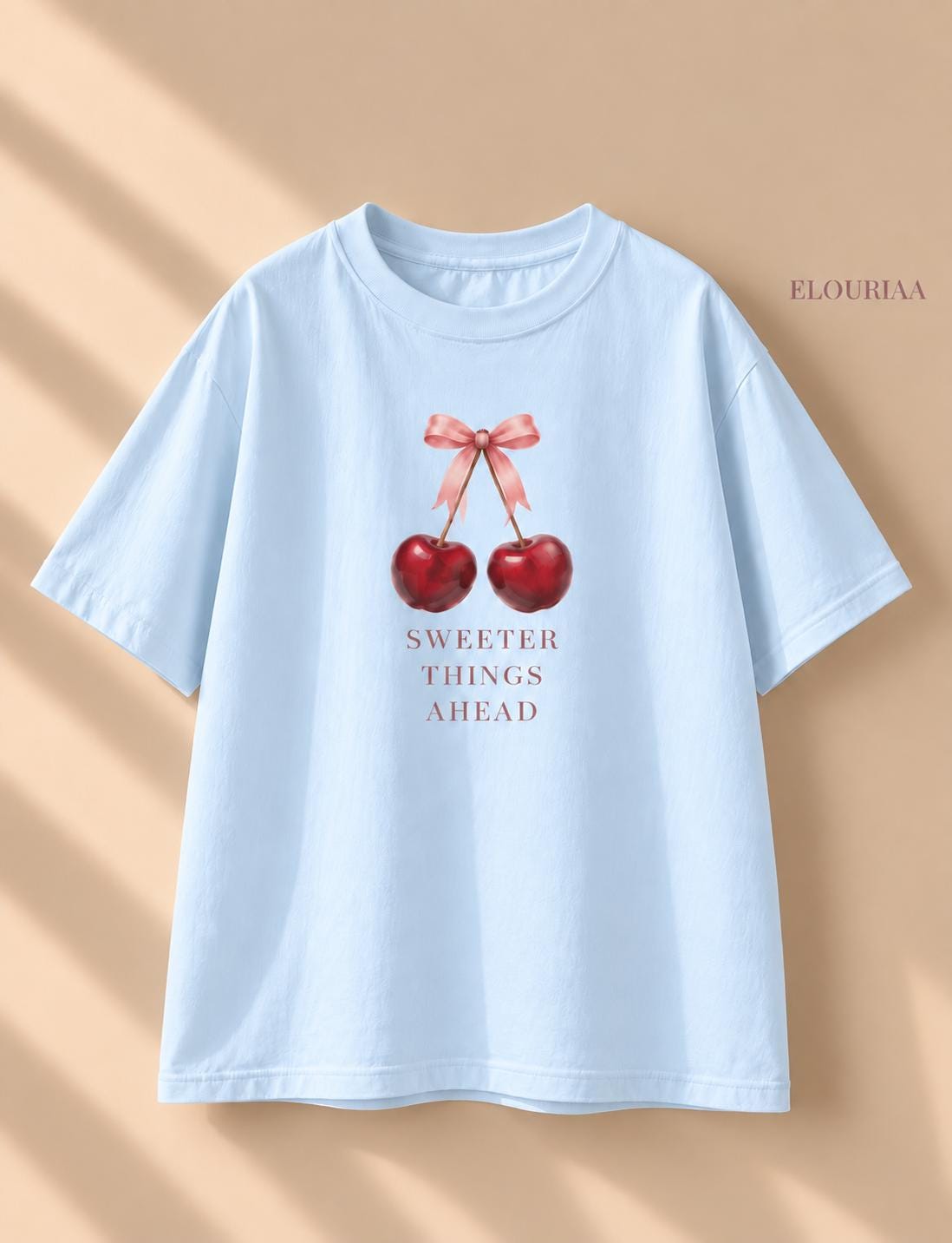Cherry Bow Graphic Tee, Sweeter Things Ahead, Feminine Cotton T-Shirt