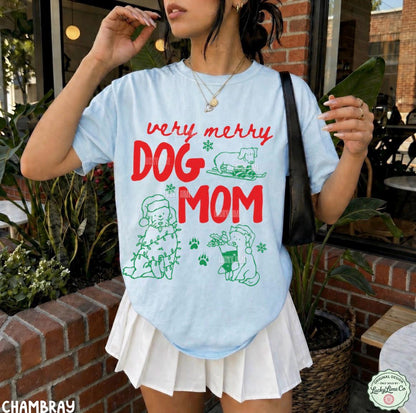 Christmas Dog Mom Shirt, Dog Mama Tshirt, Christmas Gift for Dog Mom, Funny Dog Tee, Dog Lover Gift, Merry Dog Mom Shirt, Xmas Graphic Tee