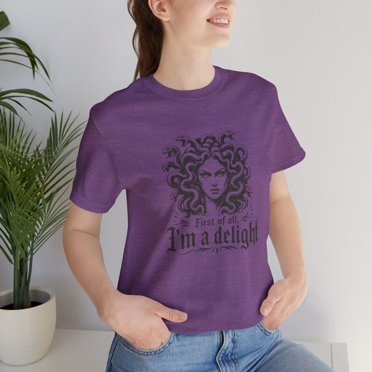 First of All, I'm a Delight T-Shirt | Halloween Medusa Spooky Tee